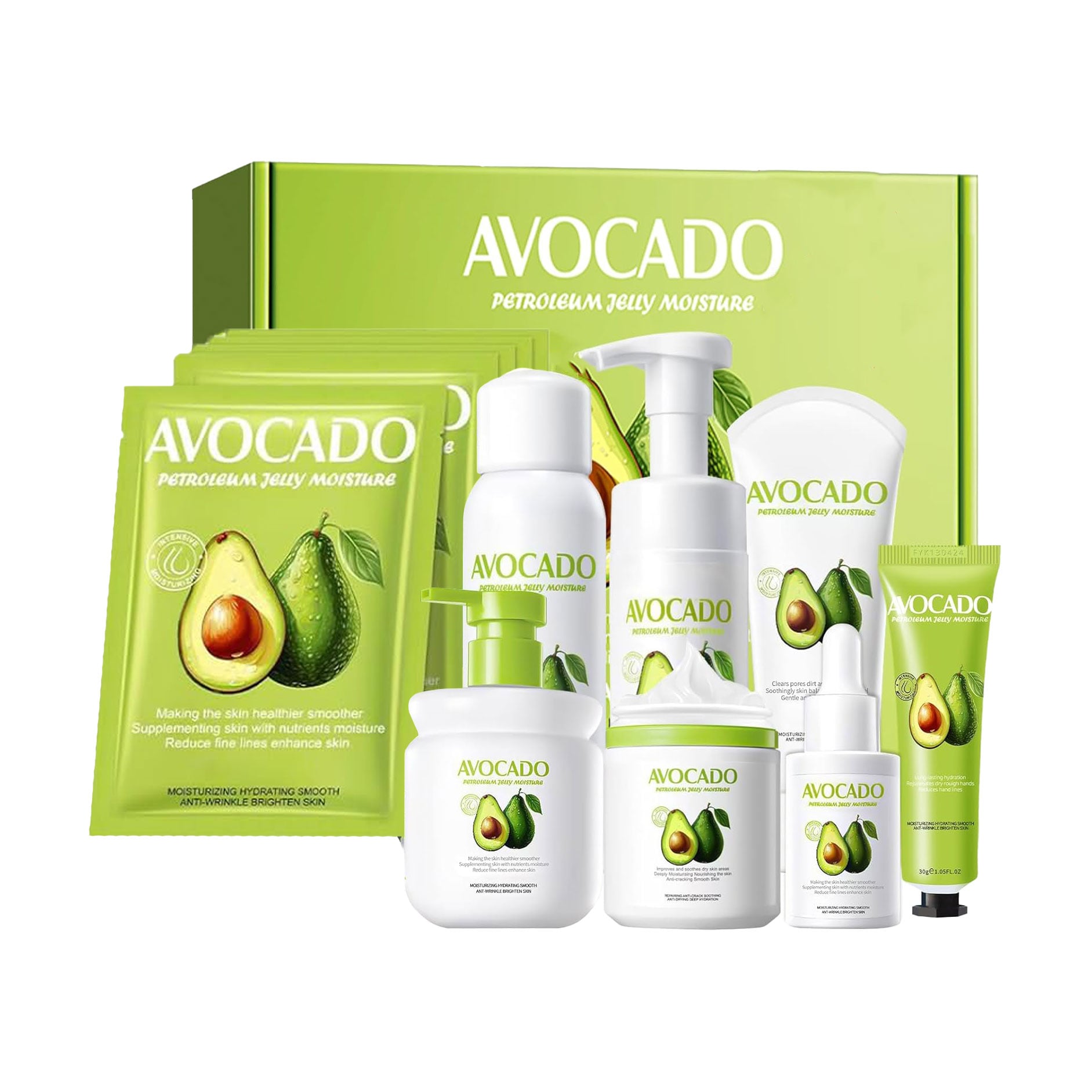 Уцінка! Набір для обличчя Fayankou Avocado &amp; Vaseline Moisturizing Set, 12 продуктів